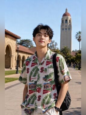 New Stanford short sleeve button down Hawaiian shirt